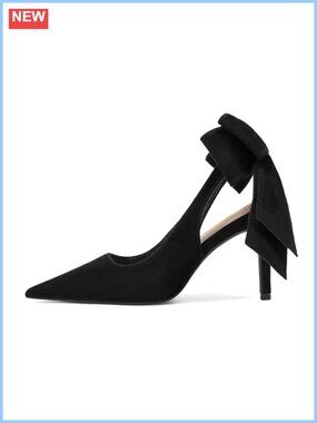 Women's Slingback Heels Pointed Closed Toe Bow Heels Suede Stiletto